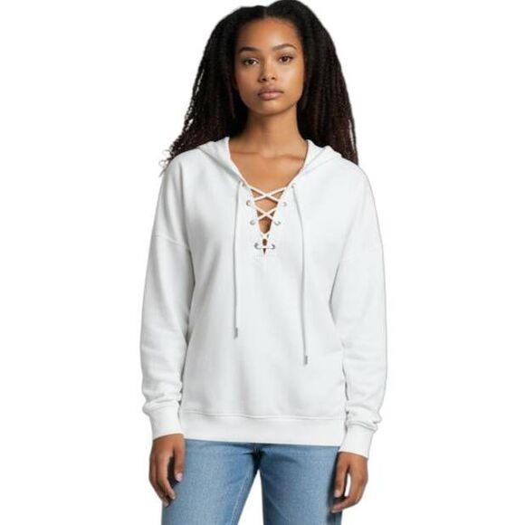 Amazon White Lace Up Hoodie Sz.XL GUC - Picture 1 of 6
